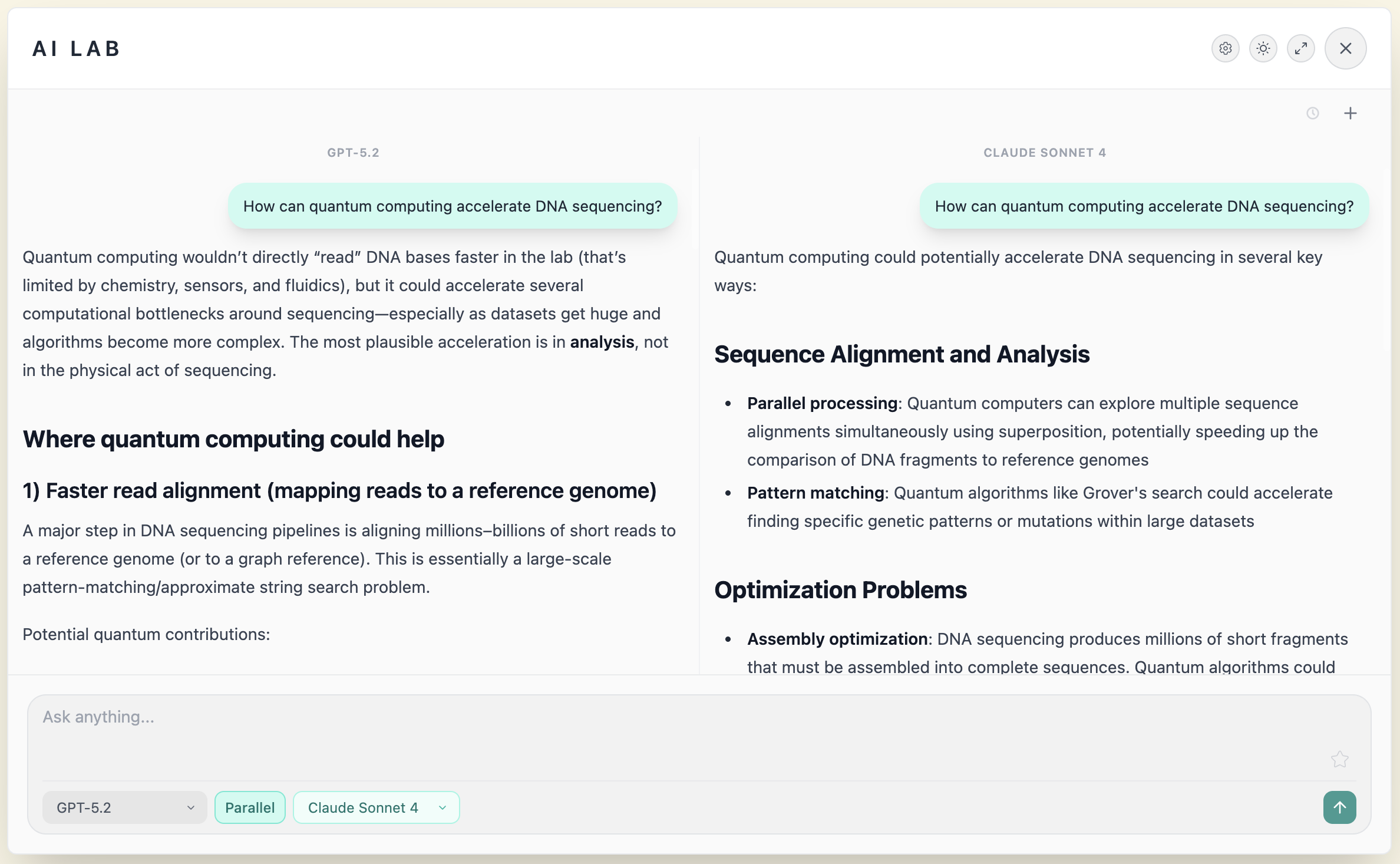 Parallel Replies in AI Lab — get answers from multiple AI pr…