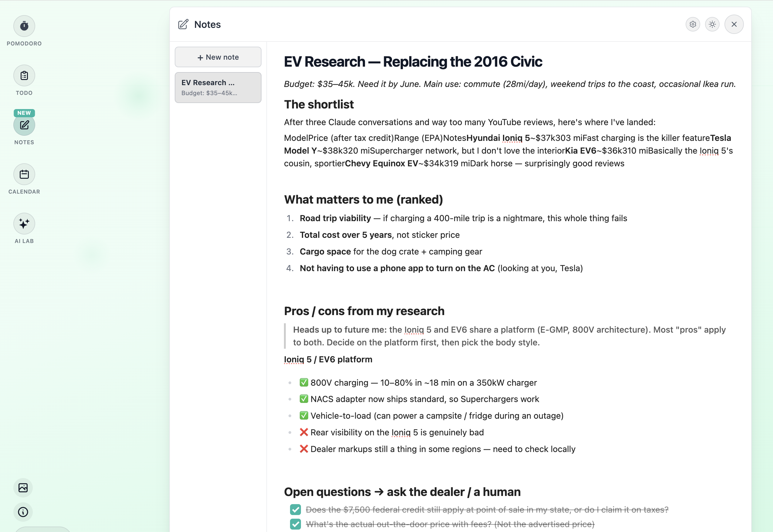 Notes — a rich-text editor in your new tab with headings, li…