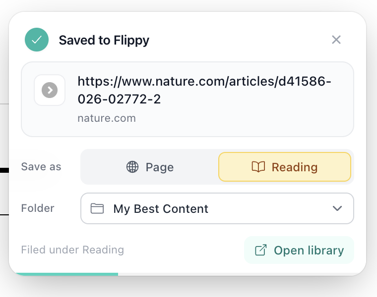 Save to Flippy (via a Right click on a page you want to save…